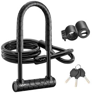 lot 60557 image: Bike U Lock,Heavy Duty Combination Bicycle u Lock Shackle 4ft Length Security Cable with Sturdy Mounting Bracket and Key Anti Theft Bicycle Secure Locks