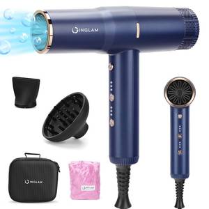 lot 60569 image: Diffuser Hair Dryer, IG INGLAM Professional Blow Dryer 110,000 RPM High Speed Brushless Motor Negative Ion Low Noise Constant Temperature Auto-Clean, Lightweight for Travel Home Salon Ionic Hair Dryer - Retail $118.97