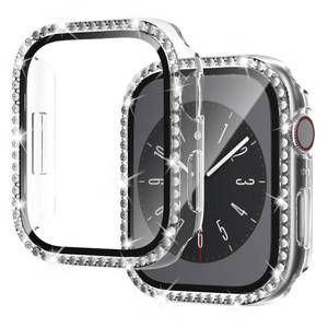 lot 60572 image: Nxtudy Case for Series 8 41mm & Series 7 41mm with Screen Protector, 2 Pack Hard PC Bling Bumper Shiny Crystal Diamond Rhinestone Protective Cover for iWatch 8 7 Accessories 41mm Women, ClearClear