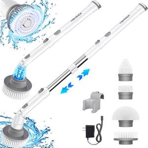 lot 60573 image: Voweek Electric Spin Scrubber, Cordless Cleaning Brush with Adjustable Extension Arm 4 Replaceable Cleaning Heads, Power Shower Scrubber for Bathroom, Tub, Tile, Floor