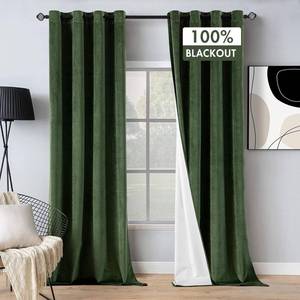 lot 60575 image: MIULEE 100% Blackout Velvet Curtains 90 Inches Long Olive Green Curtain Drapes for Luxury Bedroom Living Room Darkening Thermal Insulated Grommet Curtains for Light Blocking Set of 2