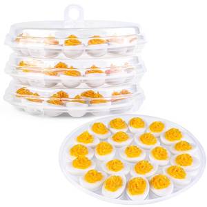 lot 60580 image: HAKSEN 3PCS Deviled Egg Containers with Lid, Clear Deviled Egg Platter Egg Carrier Egg Holder Deviled Egg Keeper Easter Thanksgiving Party Home Kitchen Supplies