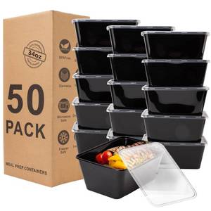 lot 60582 image: RANLITTLE Meal Prep Containers, 34oz 50Pack Food Storage Containers with Lids, Plastic Food Prep Containers, Disposable To Go Food Containers, BPA Free, Stackable, MicrowaveDishwasherFreezer Safe