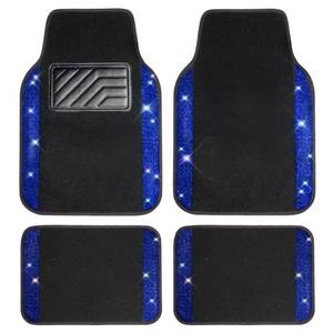 lot 60587 image: CAR PASS Bling Rhinestones Diamond Universal Waterproof Car Floor Mat,Crystal Sparkling Glitter Shining Carpet Anti-Slip PVC Heel Pad,Automotive for SUV,Sedan,Van,4pcs Girl Pretty Women Men Blue Black