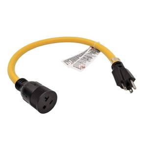 lot 60593 image: Parkworld NEMA 5-20 Extension Cord 5-20P to 5-20R (T Blade Female Also for 5-15R Adapter) 125V, 20A, 2500W (2FT)