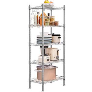 lot 60606 image: SORCEDAS Shelf 5 Wier Metal Storage Rack Shelving Unit Organizer for Kitchen Laundry Garage Bathroom Pantry Closet Office(16.54 Wx11.81 Dx50 H,Silver)