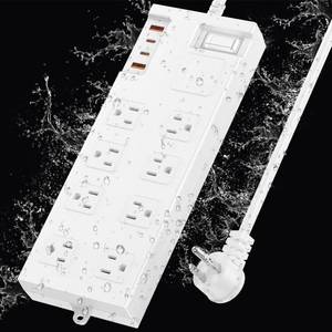 lot 60610 image: Surge Protector Power Strip Waterproof, Outdoor Extension Cord Multiple Outlets with USB A  C Fast Charging, Waterproof Electrical Box Electrical Outlet Box Extender Power Strip 6ft 10ft 15ft 20ft