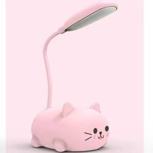 lot 60643 image: Neioaas LED Desk Lamp for Kids, Cute Cat Lamp USB Rechargeable Reading Light,Portable LED Table Light, Flexible Gooseneck Eye-Care Cartoons Small Desk Lamp Girls Gifts(Pink)