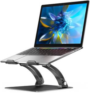 lot 60648 image: Nulaxy Laptop Stand, Ergonomic Height Angle Adjustable Laptop Stand for Desk, MacBook Stand Holder, Laptop Riser Compatible with MacBook, Dell, HP, All Laptops 11-17, Supports Up to 22 Lbs-Black