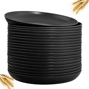 lot 60652 image: LIYH 20pcs Wheat Straw Plates,9 Inch Unbreakable Dinner Plates Set of 20,Dishwasher & Microwave Safe Plastic Black Plates Reusable, Camping Plates Outdoor