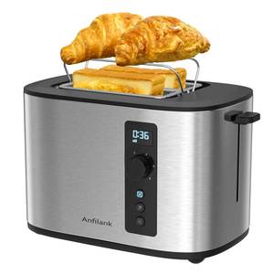 lot 60660 image: Extra Wide Slot 2-Slice Toaster with Digital Countdown Timer, Stainless Steel, 6 Browning Settings, Built-in Warming Rack, CancelBagelDefrost Functions