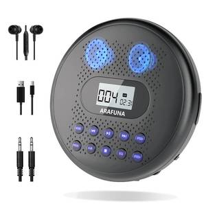 lot 60661 image: ARAFUNA Portable CD Player with Dual Stereo Speakers, Rechargeable CD Player for Car with Anti-Skip Protection, Walkman CD Player with Headphones and AUX Cable