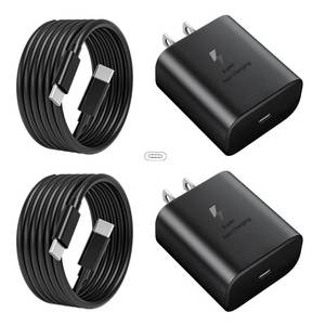 lot 60672 image: 2024 New 45W USB-C Samsung Super Fast Charger PD3.0 2 Pack with 6FT Type C Charging Cable Cord for Samsung Galaxy S23 UltraS23S23S24S24S24UltraS22S22 UltraGalaxy Tab PPS Wall Charger3.0