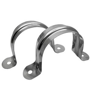 lot 60676 image: NGe 2Inch U Bracket Tube Clip Pipe Strap Clamp Stainless Steel Pipe Strap Clamp,Two Hole Strap,Stainless Steel Heavy Duty Pipe Fasten Holder(10Pcs), Silver