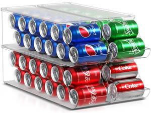 lot 60680 image: Sorbus Soda Can Organizer for Refrigerator - Stackable with Lid, Holds 12 Cans Each, BPA-Free - Fridge Organizers and Storage, Soda Can Dispenser for Refrigerator, Drink Organizer for Fridge (4 Pack)