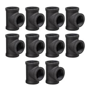lot 60691 image: DSDS 10 PACK 34 Tee,Rustic Industrial Black Malleable Iron Pipe Tee for Pipe Shelf Furniture Home Decor