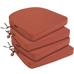 lot 60699 image: Favoyard Outdoor Chair Cushions 17x16x2 Set of 4 Waterproof Seat Cushion for Patio Furniture with 3-Year Fade Resistant Removable Cover Attach Straps Hidden Zipper Round Corner for Yard Garden