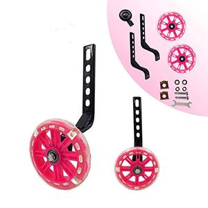 lot 60701 image: HUWAY training wheels flash mute wheel bicycle stabiliser mounted Kit compatible for bikes of 12 14 16 18 20 Inch 1 Pair(Pink)