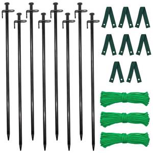 lot 60716 image: Heavy Duty Tree Stakes, 8 PCS 15.8 Tree Stake Kit, Tree Supports for Leaning Tree for Hurricane Protection. Include 8 PCS 15.8 Steel Tree Stakes, 8 PCS 15.8 Tree Straps 98.4 FT Rope