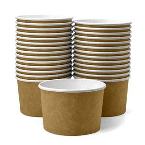 lot 60717 image: Papernain 8 oz, 50-Count, Brown Paper Disposable Ice Cream Cups, Dessert Bowls