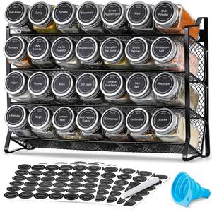 lot 60732 image: AOZITA Spice Rack Organizer for Cabinet, Spice Organizer with 28 Empty Spice Jars Funnel, Spice Labels, Seasoning Organizer for Countertop, Cabinet, Kitchen, Pantry, Cupboard