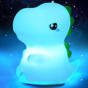 lot 60735 image: Cyandream Dinosaur Night Light 16 Colors Changing for Boys and Girls,Rechargeable Portable Tap Control Silicone Squishy Nursery Baby Room,Cute Lamp Gifts Kids
