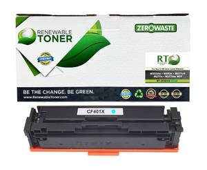 lot 60737 image: Renewable Toner Compatible Toner Cartridge High Yield Replacement for HP 201X CF401X Color Laser Printers M252dw M252n M277c6 M277n M277dw MFP (Cyan) - Retail $6276.5