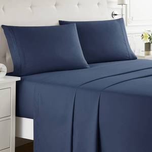 lot 60752 image: Nestl King Size Sheets Set - 4 Piece King Sheets, Deep Pocket, Hotel Luxury, Extra Soft, Breathable and Cooling, Navy Blue King Bed Sheets