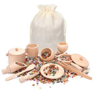 lot 60753 image: Desminsi Sensory Bin Tools - Montessori Fine Motor Skills Learning Waldorf Toys for Toddlers and Kids Pretend Play - Wooden Scoops and Tongs for Transfer Work and Fine Motor Learning (11Pcs)