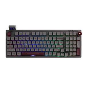 lot 60761 image: EPOMAKER RT100 97 Keys Gasket BT5.02.4GUSB-C Mechanical Keyboard with Customizable Display Screen, Knob, Hot Swappable Socket, 5000mAh Battery for WinMac (Black, Wisteria Tactile Switch) - Retail $104.43