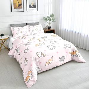 lot 60767 image: SW SETWIER King Size Kawaii Comforter Cover Set Cute Animals Bedding Set Cartoon Cat Duvet Cover for Kids Teens Boys Girls Adult Room Decor Quilt Cover with 2 Pillowcase