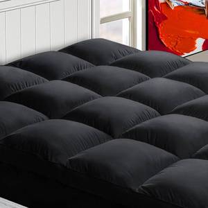 lot 60770 image: Cooling Mattress Topper Queen for Back Pain, Extra Thick Mattress Pad Cover, Plush Pillow Top Overfilled with Down Alternative, Deep Elastic Pocket, Black - Retail $93.2