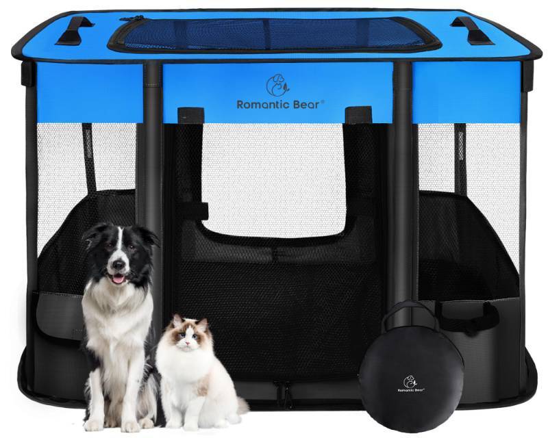 lot 48796 image: Dog Playpen,Pet Playpen,Foldable Dog Cat Playpens,Portable Exercise Kennel Tent Crate,Water-Resistant Breathable Shade Cover,Indoor Outdoor Travel Camping Use for Small AnimalsFree Carrying Case(L)-Retail-$52.99