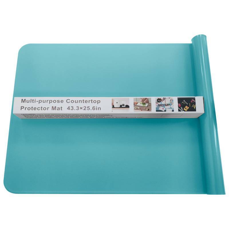 lot 48797 image: KVK Silicone Mat for Kitchen Counter with Raised Edge 43.3�25.6in - Extra Large Silicone Mat Heat Resistant Non Slip - Universal Painting Craft Resin Mat Countertop Protector, Pastel Blue