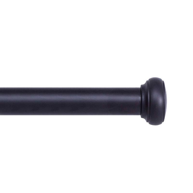 lot 48808 image: Kenney KN90001 Weaver Cap End IndoorOutdoor Rust-Resistant Curtain Rod, 72-144 Adjustable Length, Black Finish, 1 Diameter Steel Tube - Retail - $52.99