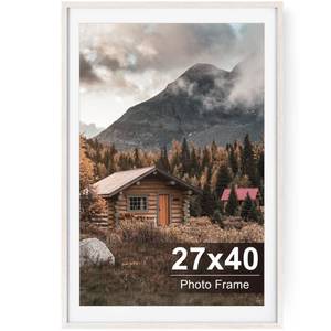 lot 7647 image: 27x40 Inch Poster Frame, Rustic Picture Frames Distressed White, Wooden Picture Frames 27 x 40 with Mat for 24x36, Farmhouse Picture Frame with Plexiglass for Wall Mount Horizontally or Vertically - White