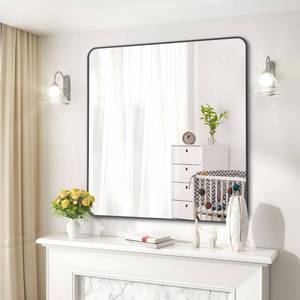 lot 7654 image: DESBING 36 x 36Bathroom Mirror, Matte Black Wall Mirror with Metal Frame, Decorative Rectangular Vanity Mirror for Bedroom Bathroom Living Room Entryway (HorizontalVertical)