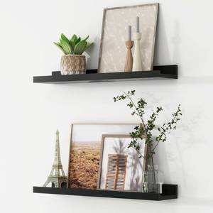lot 7660 image: Picture Ledge Shelf, Floating Shelves Set of 2, 24 Inches Nursery Book Shelves for Toys Storage, Kids Bookshelf Wall Mounted for Living Room Bedroom Decor Books Photo Frames, Black