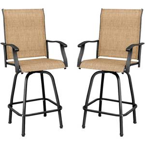 lot 7662 image: Devoko Patio Bar Stools Set of 2 All-Weather Outdoor Patio Furniture Set Counter Height Tall Patio Swivel Chairs for Bistro, Lawn, Garden, Backyard