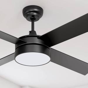 lot 7675 image: YITAHOME Black Ceiling Fans with Light and Remote, Dimmable Fanlight for Indoor Outdoor, Light Fan with Stepless Color Temperature, Night Light Mode, 48 Inch