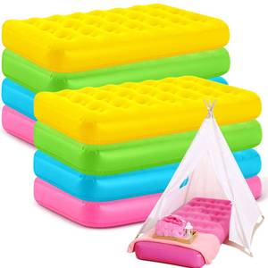 lot 7677 image: Leyndo Kids Air Mattress Bulk Toddler Inflatable Bed Blow up Camping Sleeping Pad 61.81 x 25.98 x 7.09 Inches Kid Inflatable Airbed for Kids Aged 3-10 Years Old(Assorted Colors, 8 Pack)