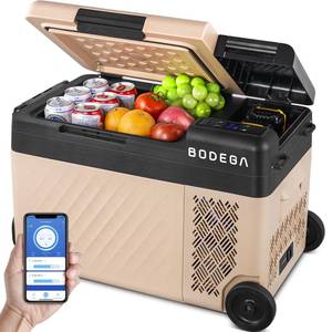 lot 7679 image: BODEGACOOLER 12 Volt Car Refrigerator, 25 Quart Portable Freezer, APP Control Car Fridge -4��68��, Battery Powered 20V Dewalt & 12V24 DC & 110-240 AC for Outdoor Camping Travel RV Home (No Battery)