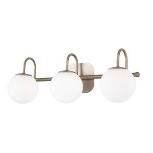 lot 7681 image: ZHUOER Brushed Nickel Bathroom Vanity Light Fixtures 3 Lights Milk White Glass Globe Shade Modern Wall Sconce Lighting Bath Vanity Lights Bar Over Mirror (Exclude G9 Bulb)