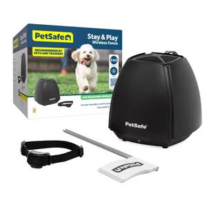 lot 7687 image: PetSafe Stay & Play Wireless Pet Fence & Replaceable Battery Collar - Circular Boundary Secures up to 34 Acre Yard, No-Dig, Americas Safest Wireless Fence (Packaging May Vary)
