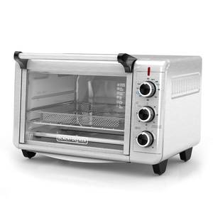 lot 7701 image: BLACKDECKER 6-Slice Crisp N Bake Air Fry Toaster Oven, TO3215SS, 5 Cooking Functions, 60 Minute Timer, Stainless Steel