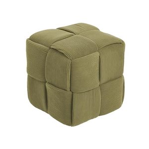 lot 7702 image: Cmishe Ottoman Foot Rest Soft and Comfortable Ottoman Square Corduroy Woven Design Sofa Stool (Gray)