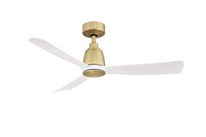 lot 7705 image: Fanimation Kute IndoorOutdoor Ceiling Fan with Mate White Blades 44 inch - Brushed Satin Brass