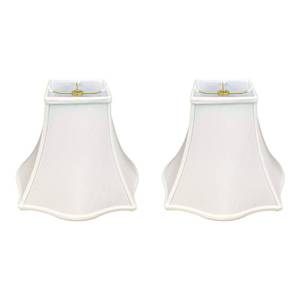 lot 7707 image: Royal Designs, Inc. Set of 2 Fancy Square Bell Lamp Shade, BSO-702-12WH-2, 5 x 12 x 9.75, White, Pack of 2