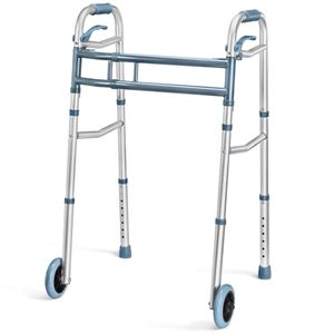 lot 7714 image: Walkers for Seniors Aluminum Lightweight Walker with Wheels Walker Adjustable Width and Height, Folding Walker with Arm Support Walker for Elderly Handicapped Disabled 2 Wheels in Front