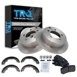 lot 7720 image: TRQ Rear Ceramic Brake Pad & Rotor Kit Compatible with 2009-2014 Mitsubishi Lancer